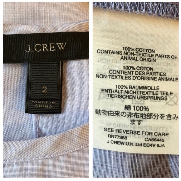 🌻 J Crew Button Back Bell Sleeve Top Size 2 Blue - Picture 7 of 7